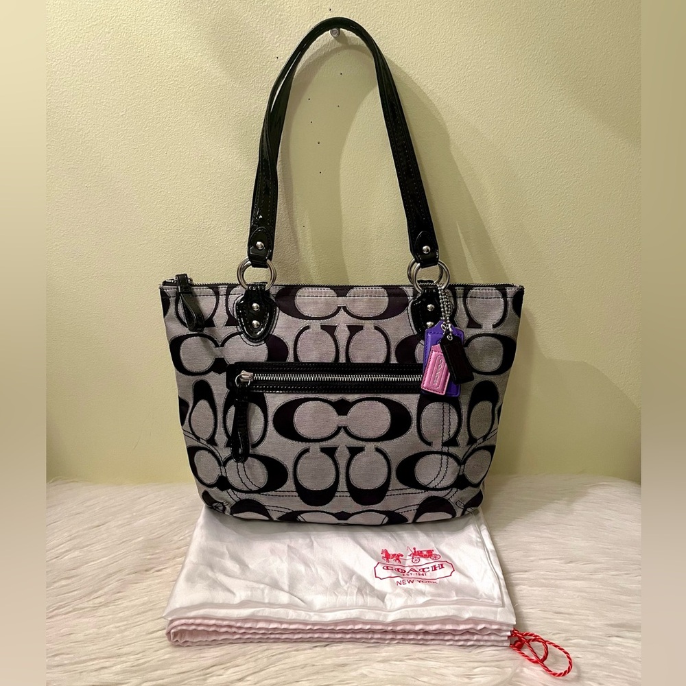 Coach Poppy Metallic Signature Tote Bag